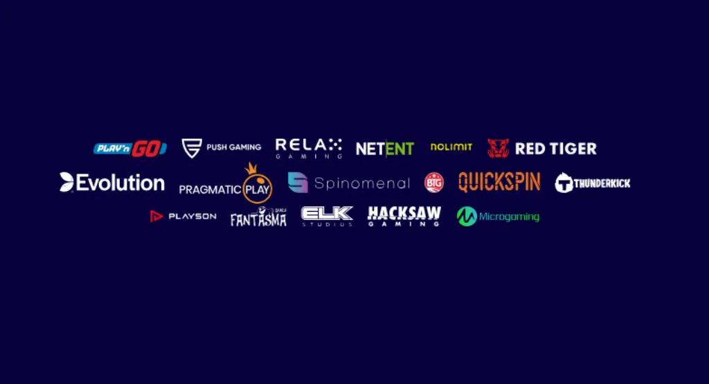 Logos of top online game software providers.