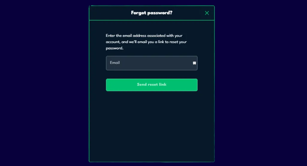 Forgot password form with email reset option.