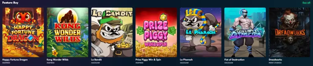 The top feature buy slots at Rocket Riches, where you can get many free spins.