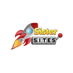 Rocket Slots sister sites icon featuring a cartoon rocket and slot lever on a light background.